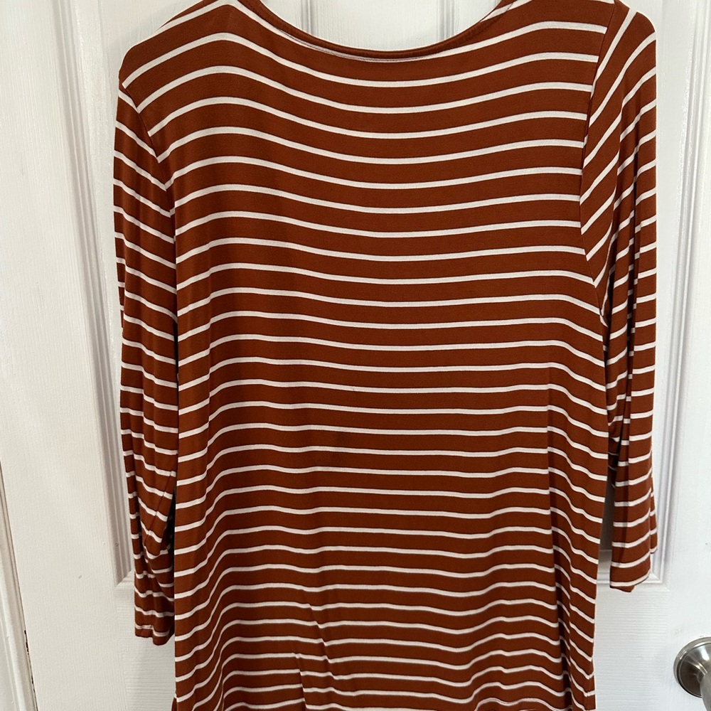 a new day Rust and White Striped Top